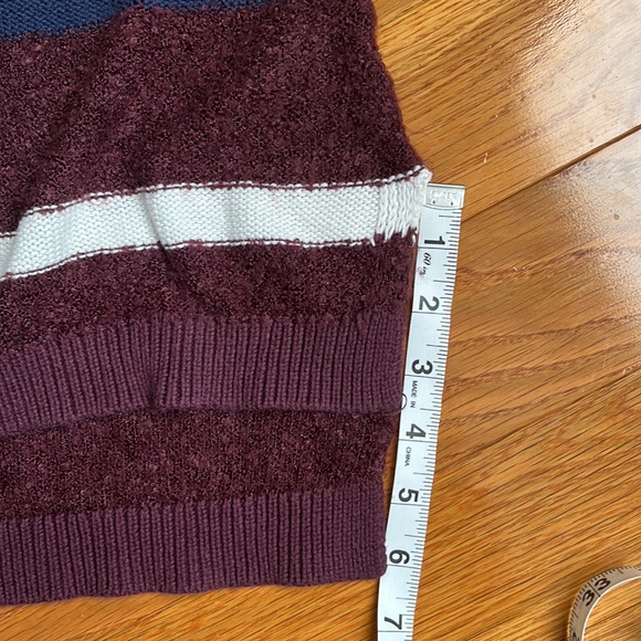 EUC BP size Small Maroon Stripe Crop Crew Neck Sweater - Picture 6 of 9